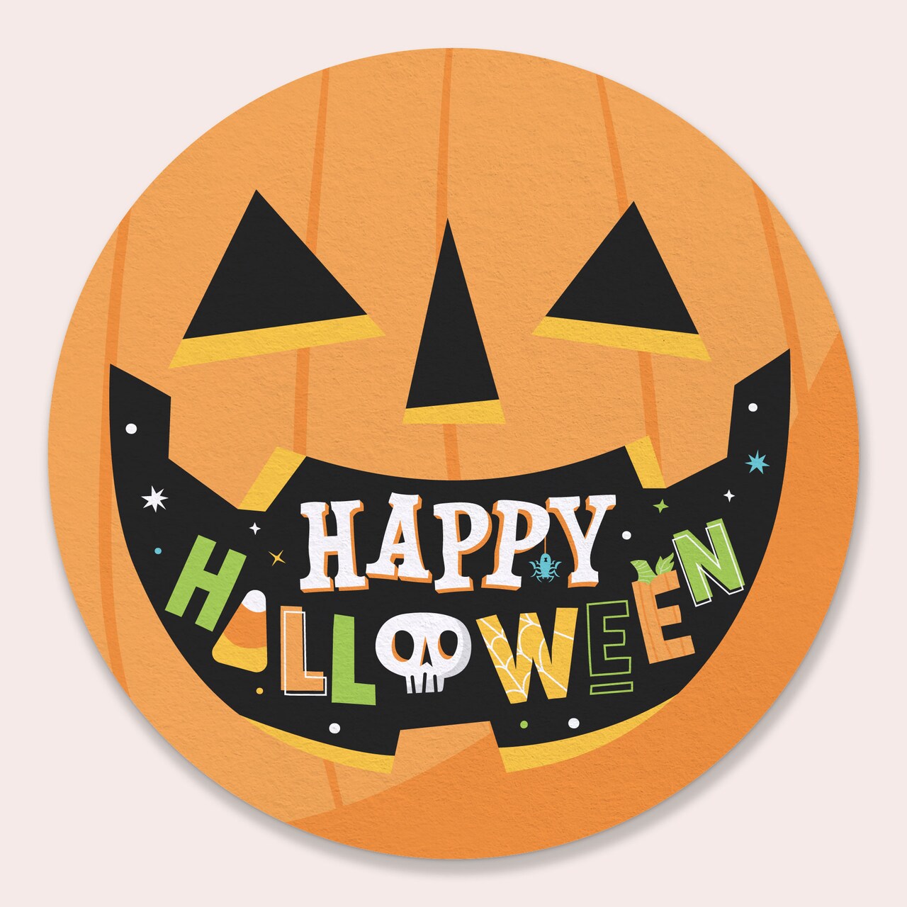 Big Dot of Happiness 25 Ct Jack-O'-Lantern Happy Halloween Drink Coasters, 4-Inch Disposable Round Paper Coasters, Cup Mats for Table Beverages
